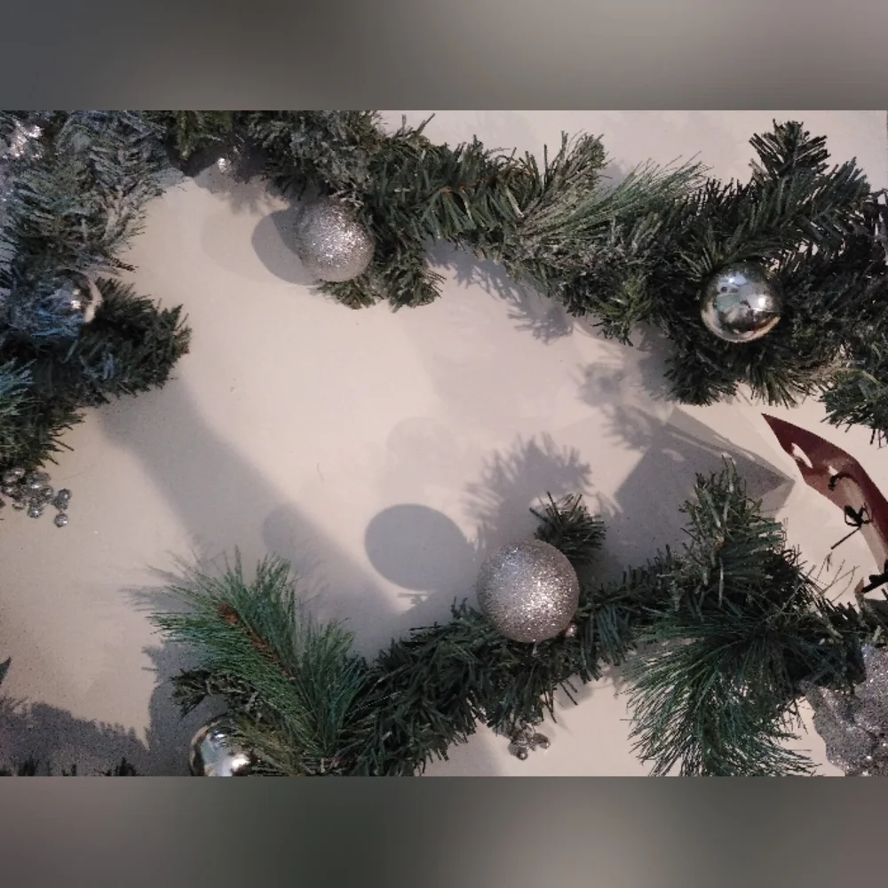 Frosted Garland Swag with Silver Glitter Details 6'+